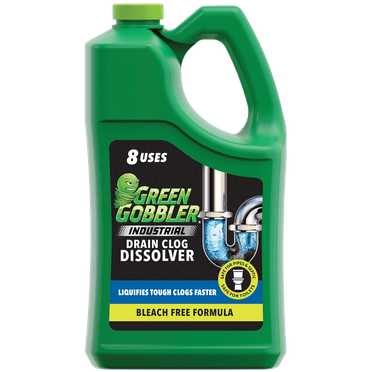Green Gobbler Industrial Strength Drain Clog Cleaner Gel - 1 Gallon, Up To 8 Uses Per Bottle, Bleach-Free