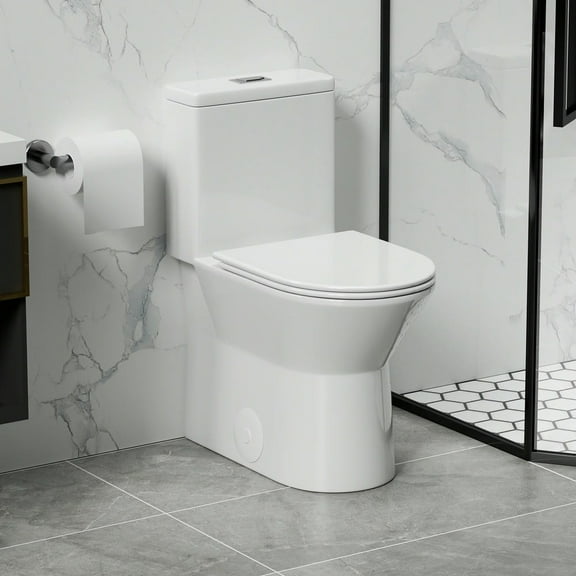 Resenkos Toilet, Tall Toilet,One Piece Toilet with Comfort Chair Seat ADA Height 17",1.1/1.6 GPF, Gloss White