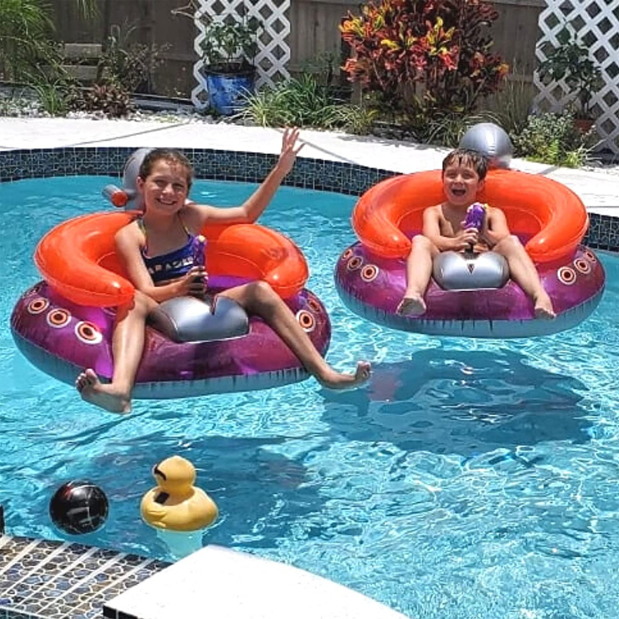 Swimline Inflatable UFO Lounge Chair Pool Float with Squirt Gun, (4 Pack)