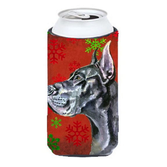 Black Great Dane Red Snowflakes Holiday Christmas Tall Boy Hugger