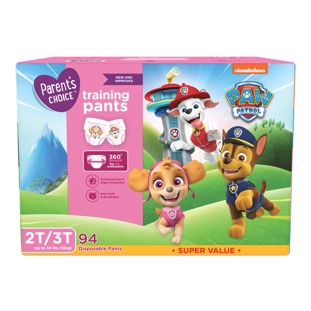 Parent's Choice Girls Training Pants, Size 2T3T, 94 Count