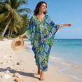 thumbnail image 3 of XYZCANDO Tropical Leaves Kaftan Dresses for Women Plus Size Bathing Suit Cover up Caftan Maxi Beach Dresses Flowy Swim Cover Up Plus Size Beachwear Vacation Outfits Resort Wear, 3 of 7