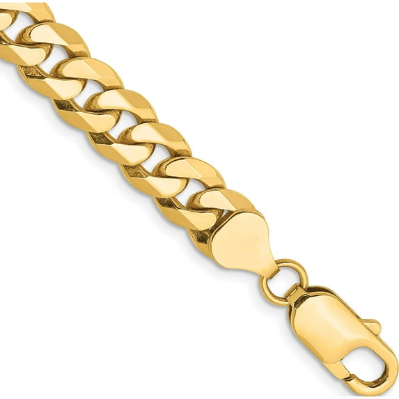 14K Yellow Gold 8mm Flat Beveled Curb Chain (9 X 8) Made In South Africa fbu200-9