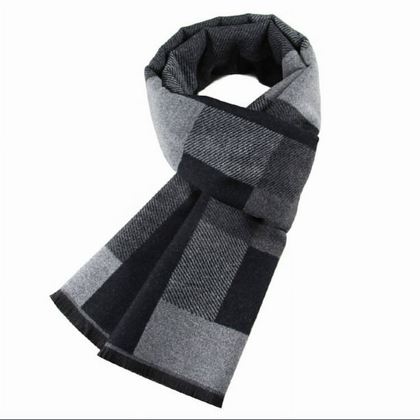 Bufanda de invierno para hombre, de terciopelo jacquard, a la moda, para todo tipo de combinaciones, de lana sintética, a cuadros, para hombre