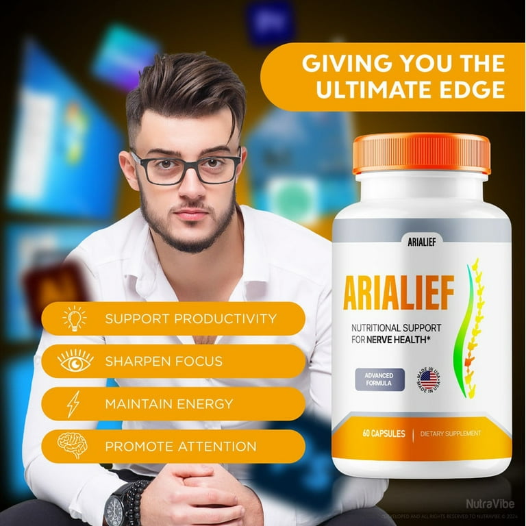 2 Pack) Arialief Capsules, Official Nutritional Support For Nerve ...