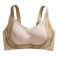 thumbnail image 5 of Wang6 Womens Plus Size Wireless Sports Bras Seamless Lace Trim Everyday Bras Running Gym Yoga Bralettes T Shirt Bra Cropped Tank Tops Beige XL, 5 of 6