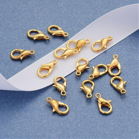 100 pc Zinc Alloy Jewelry Findings Golden Lobster Claw Clasps Parrot Trigger Clasps Cadmium Free & Lead Free 12x6mm Hole: 1.2mm