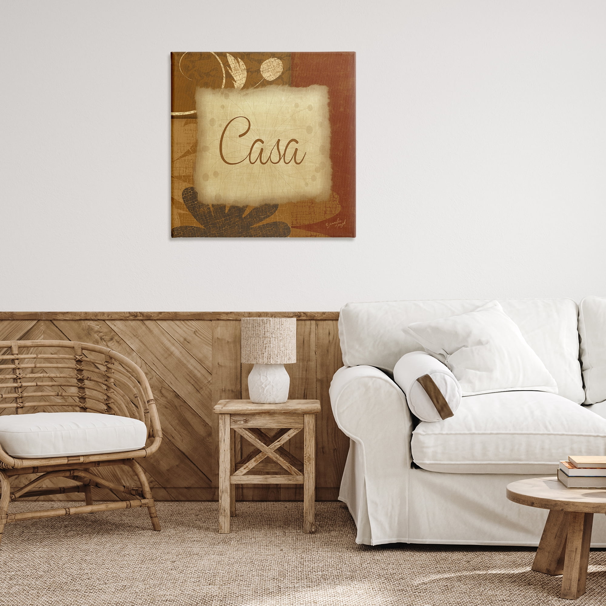 Stupell Industries Casa con Flores Tradicionales Typography and Symbols Painting Wrapped Canvas Art Print Wall Art, 30 x 30