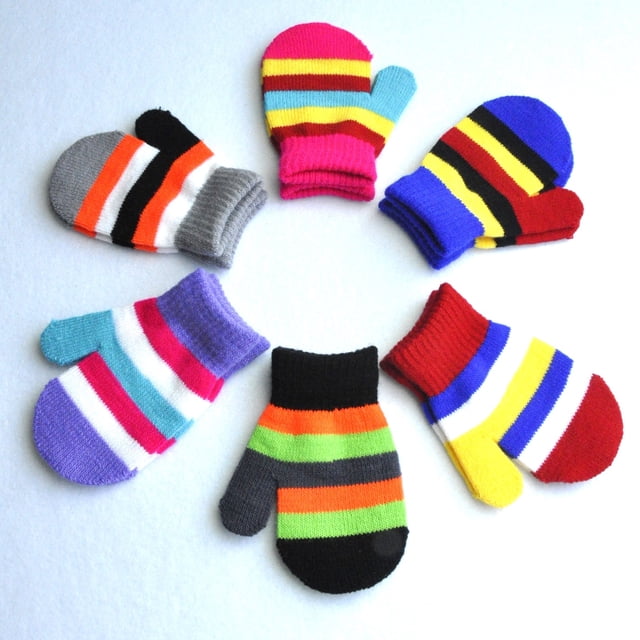 Guantes de punto cálidos de invierno para niños de 1 a 4 años de guardería, guantes pequeños antiarañazos para bebés