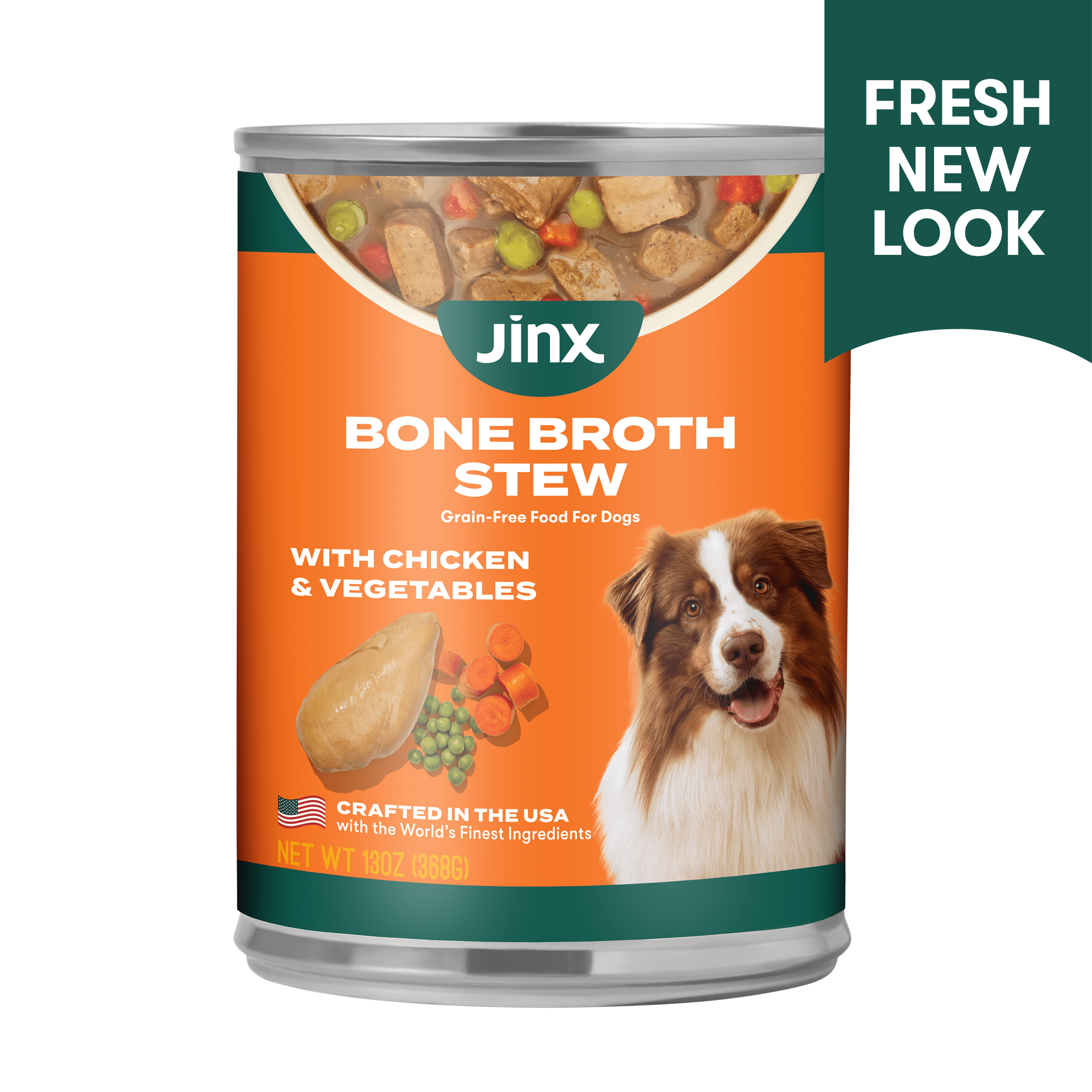(4 pack) Jinx Bone Broth Stew Grain-Free Chicken & Vegetables Wet Dog Food, 13 oz Can
