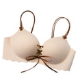 thumbnail image 2 of Blmnix Push Up Bra Bra for Women Minimizer Bras No Underwire Bralette Beige Tie-Front Wireless Bras for Women, 2 of 5