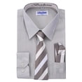 thumbnail image 2 of Berlioni Kids Boys Long Sleeve Dress Shirt With Tie and Hanky  Silver, 2 of 3