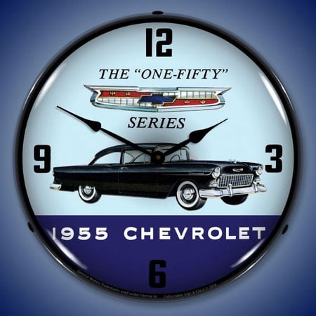 Collectable Sign and Clock 1955 Chevrolet One Fifty LED Lighted Premium Wall Clock