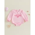 thumbnail image 6 of RUINIXCW Baby Girls Romper, Long Sleeve Embroidery Letters Bow Bodysuit Clothes for Casual Daily, 6 of 10