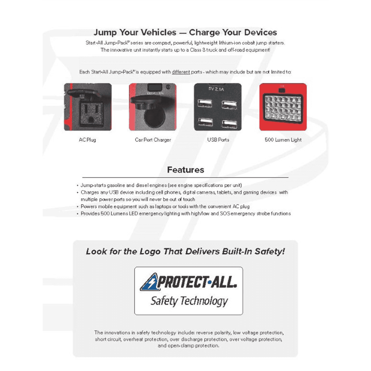 Goodall Manufacturing START-ALL Jump Starter 10000A/5000A 166500 Joules 12V/24V Lithium-Ion