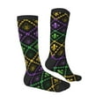 thumbnail image 3 of Balery Mardi Gra Geometric Fun Novelty Socks Men'S Women'S Crew Socks Funny Crazy Novelty Socks Quirky And Cool Socks, 3 of 9
