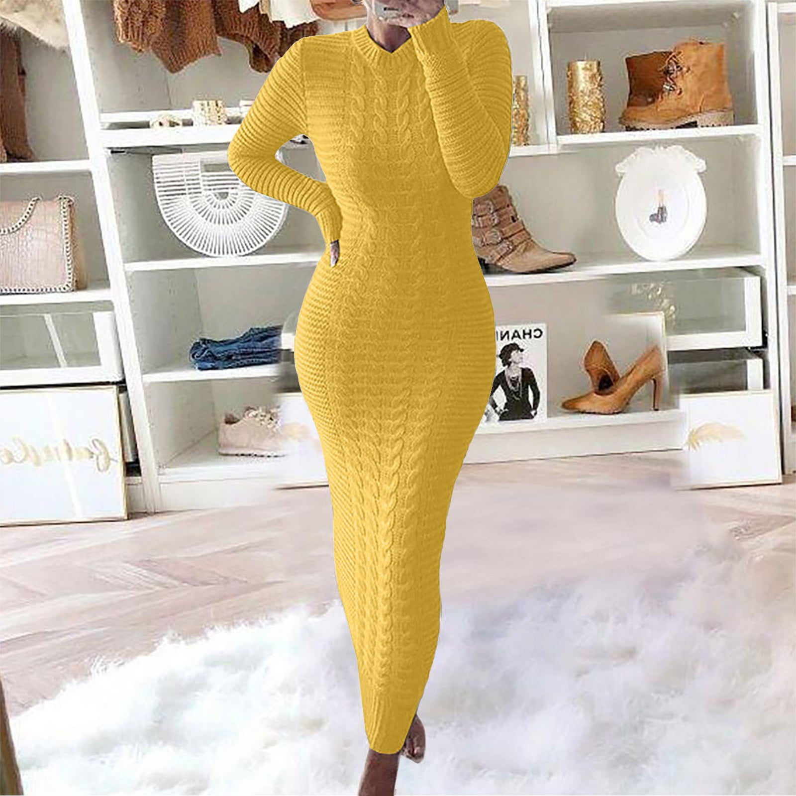 JBXKXYW Dresses for Women 2024 Autumn and Winter Sweater Fashion