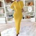 thumbnail image 2 of WTXUE Robe à Manches Longues, Chandail d'Automne et d'Hiver Robe en Laine à Manches Longues, Robe en Lin, Robe Jaune Femmes, Jaune 2TG, 2 of 3