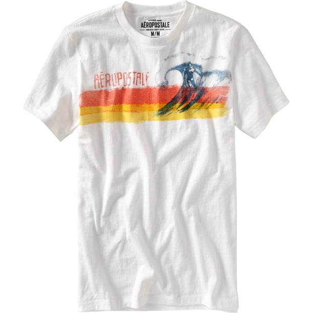 Aeropostale Camiseta gráfica de acuarela para hombre, blanca, extragrande