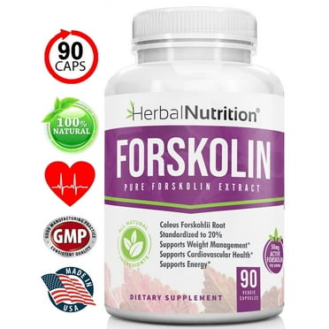 Herbal Nutrition Pure Forskolin Extract Weight Loss Supplement, 90 Capsules