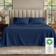 thumbnail image 4 of Bare Home Organic Jersey Sheet Set - 100% Organic Cotton - Deep Pocket - 5 Piece - Split King, Dark Blue, 4 of 11