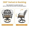 thumbnail image 6 of Hzzkey Outdoor Cast Aluminum Swivel Chair, 360° Swivel Function, Brown Color Cushion-Set of 2, 6 of 8