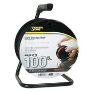 PowerZone Handle Driven Cord Storage Reel With Metal Stand, 100 Ft, Black