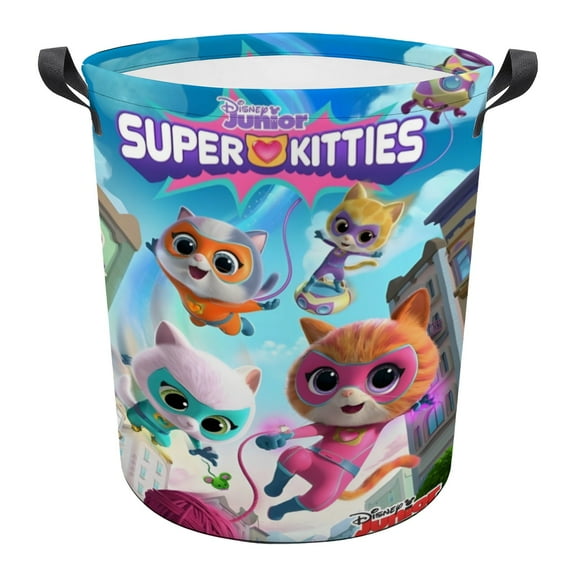 Laundry Hamper Storage Basket SuperKitties Toys Clothes Organizer Bin For Home Bathroom Bedroom Dorm Nursery 13.4 x 16.5 inches