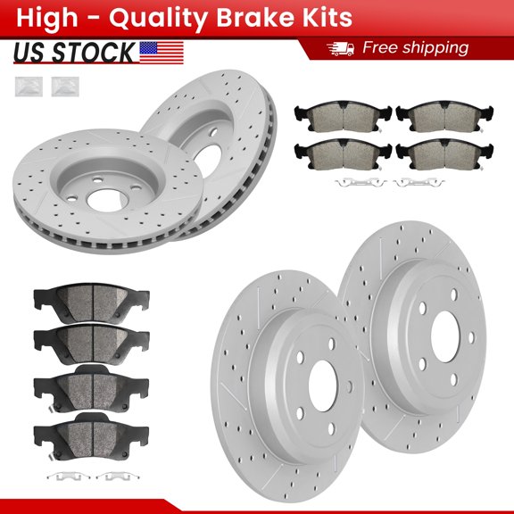 ACB ZONE Front Rear Brake Kits for Dodge Durango Jeep Grand Cherokee, Drilled Slotted Disc Brake Rotors and Ceramic Brake Pads