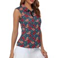 thumbnail image 4 of HUIACONG US Flag Poppy Print Golf Shirt, Soft Athletic Tank Top for Running Tennis, Zip Up Sleeveless Women's Golf Shirt, 4 of 7