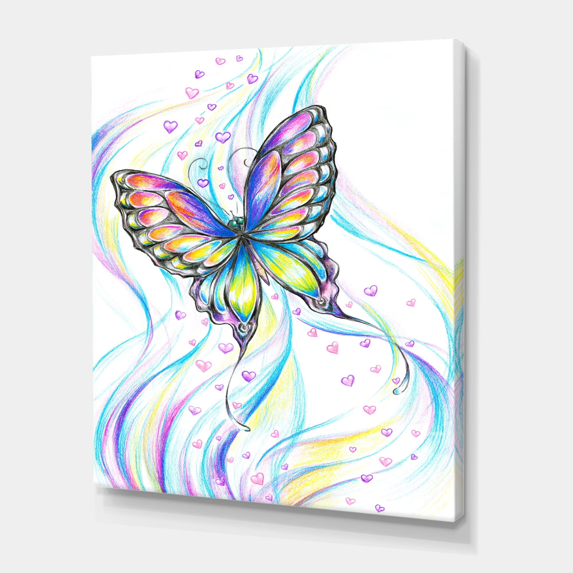 Designart ' Iridiscent Colorful Butterfly ' Traditional Canvas Wall Art Print