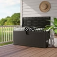 thumbnail image 2 of Costway 100 Gallon Patio Deck Box Outdoor Waterproof Storage Container for Tools Toys Brown, 2 of 10