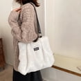 thumbnail image 3 of Bolso de hombro de felpa Likrtyny grande de invierno Para mujer color blanco, 3 of 9