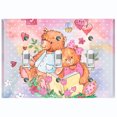 thumbnail image 1 of Metal Light Switch Wall Plate Outlet Cover (2 Teddy Bears Reading Flower Hearts Pink - Triple Toggle), 1 of 2