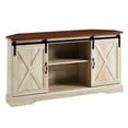 thumbnail image 6 of Walker Edison Modern Farmhouse Sliding Door Corner TV Stand, White Oak, 6 of 12