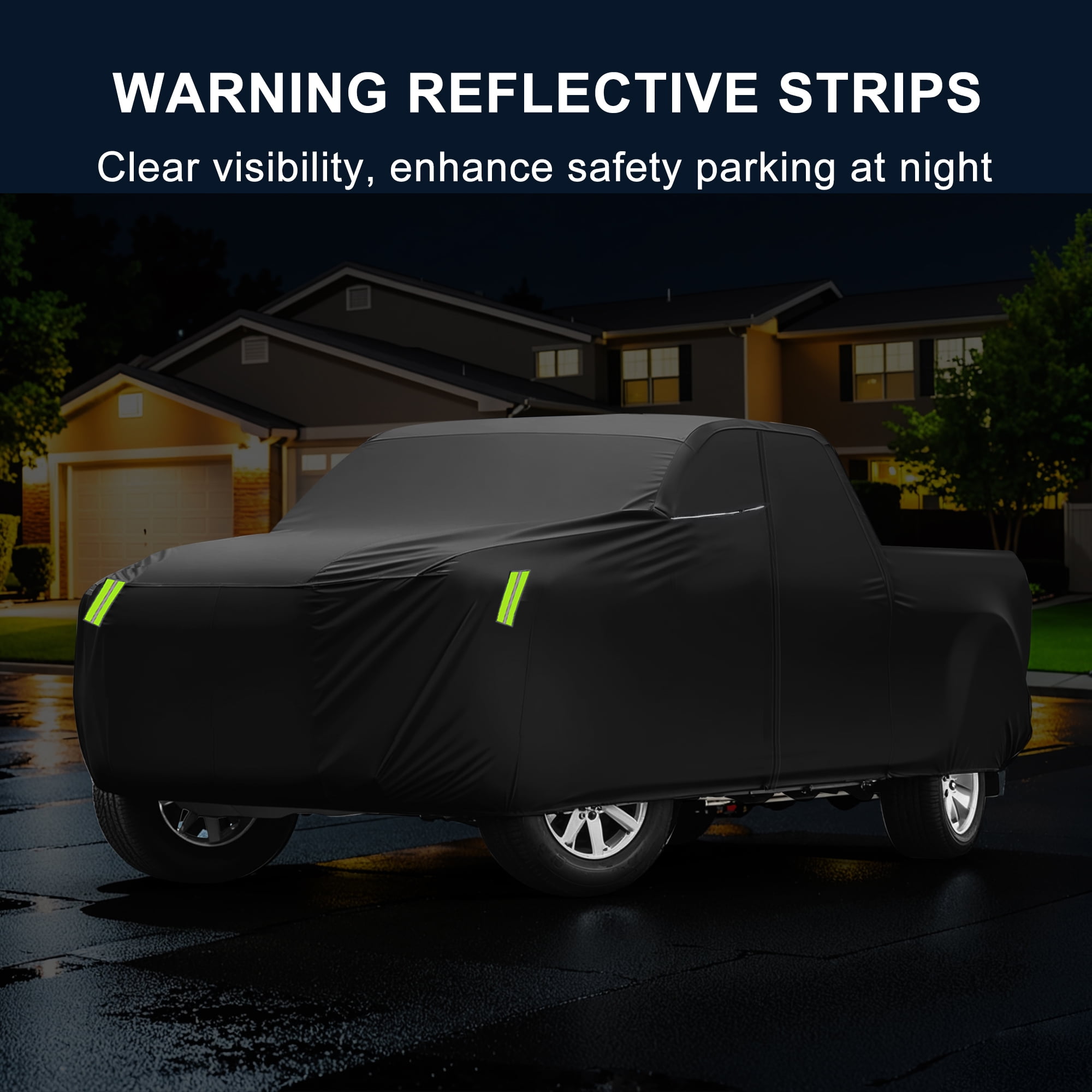 Unique Bargains 1Pc Car Cover 210D-PU Universal Black 266.14"×67.72"×73.62"