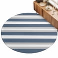 thumbnail image 2 of Round Area Rugs 6Ft, Haze Blue Stripe Non-Slip Washable Circle Rugs Carpet, Farmhouse Blue Gray Striped Indoor Outdoor Rug Floor Mats Throw Runner for Bedroom Living Room Bathroom, 2 of 8