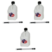 VP Racing 3522-CA 5.5-Gallon Square Motorsport Jug, White w/14 Inch Deluxe Filter Hose Close -Trimmed Cap and Neck for Tight Seal (3 Pack)