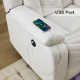 thumbnail image 4 of Comfort Stretch Power Recliner Chair with LED Light,Zero Gravity,USB Ports Electric Reclining Chairs for Living Room,Faux Leather,White, 4 of 6