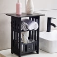 thumbnail image 3 of PLPPYFS 3 Tier Small Side Table with Storage Basket, Skinny Slim Small Bedside Table Living Room End Tables for Small Space, Bedside Nightstand for Bedroom, Sofa Couch for Space Saving, 3 of 6