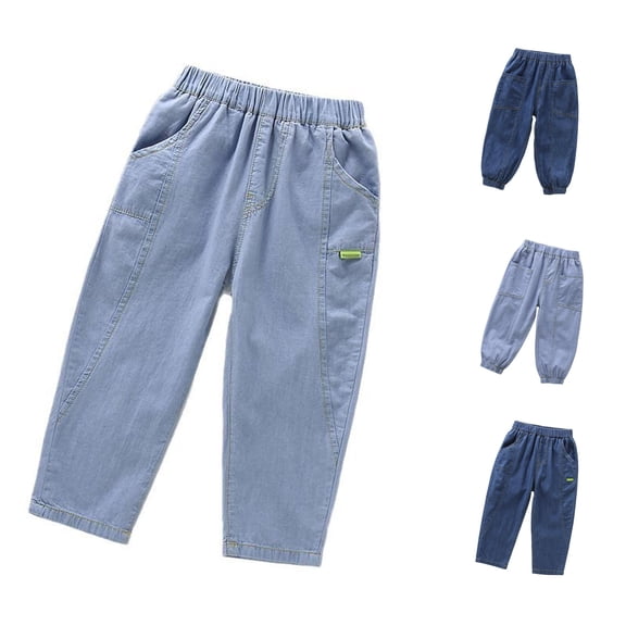 TinyBloomm Boys Casual Pants For Toddlers And Kids Lightweight Elastic Waist Comfortable Everyday Wear Spring Summer Loose Fit Pure Color Long Trousers Age 2 12, Size 6-7 Years
