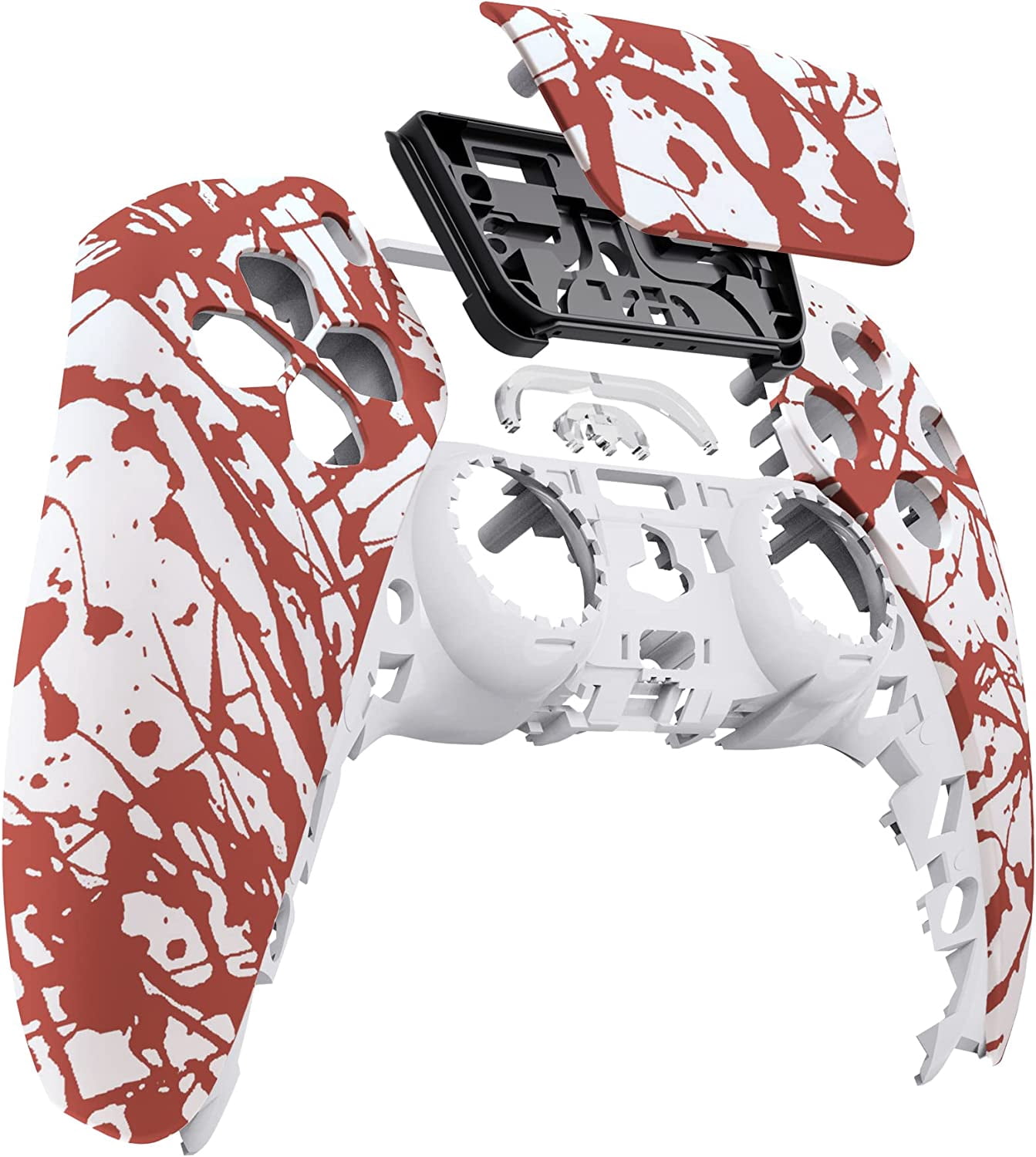 eXtremeRate Blood Patterned Touchpad Front Housing Shell Replacement Cover for ps5 Controller BDM-010/020/030/040