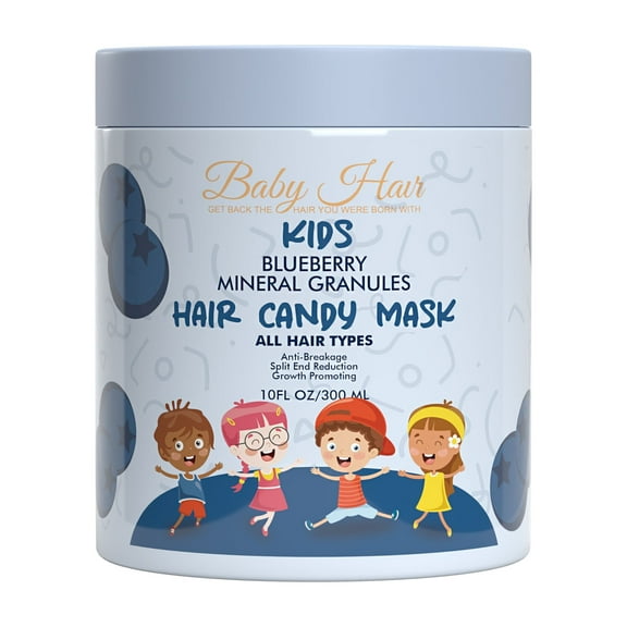 Baby Hair Kids: Vegan Blueberry & Mineral Granules Hair Candy Mask pH- Balanced Sulfate-Free, Tear-Free Hair Treatment with Blueberry Juice, Blueberry Oil, Camellia Oil,  Biotin for Healthy Hair