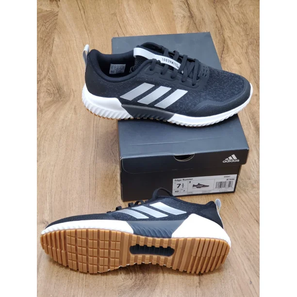 Adi-das "Edge Runner EE9047" Men's Running Sneakers Black Silver White Size 7.5