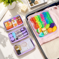 thumbnail image 6 of 4 Pack Clear Zipper Pouches, Lavender Hard Shell Travel Toiletry & Cosmetic Organizer Bags, Diaper Bag Pouch, Toy Storage Cases, 1 Medium + 3 Small,Lavender, 6 of 6