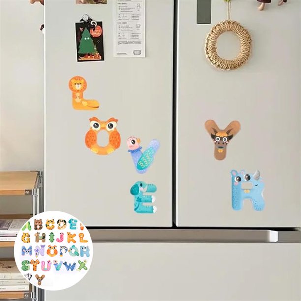 Fiudx Pegatinas Magnéticas para Rompecabezas, Letras Del Alfabeto de Madera, Diseño Navideño, Divertida Herramienta de Aprendizaje, Decoración para El Refrigerador, Educativas y Decorativas, Juego de