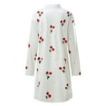 thumbnail image 4 of Puliio Womens Dresses Cherry Print Lapel Long Sleeve Dress Women's Trendy Fashion Daily Casual Dresses, 4 of 4