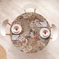 thumbnail image 4 of Ambesonne Floral Design Fitted Round Tablecloth, Flowers in Pots Art, 40"- 44" Diameter, Vermilion Cream Camel, 4 of 5