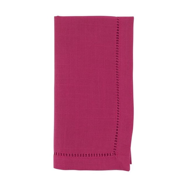 Serviette de Table Carrée Classique 22 Po. Ourlet Fuchsia - Ensemble de 12