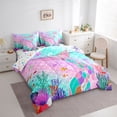 thumbnail image 3 of Feelyou Sea Mermaid Princess Twin Bedding Sets 7pcs, Blue Pink Fish Scale Comforter Set, 3 of 8